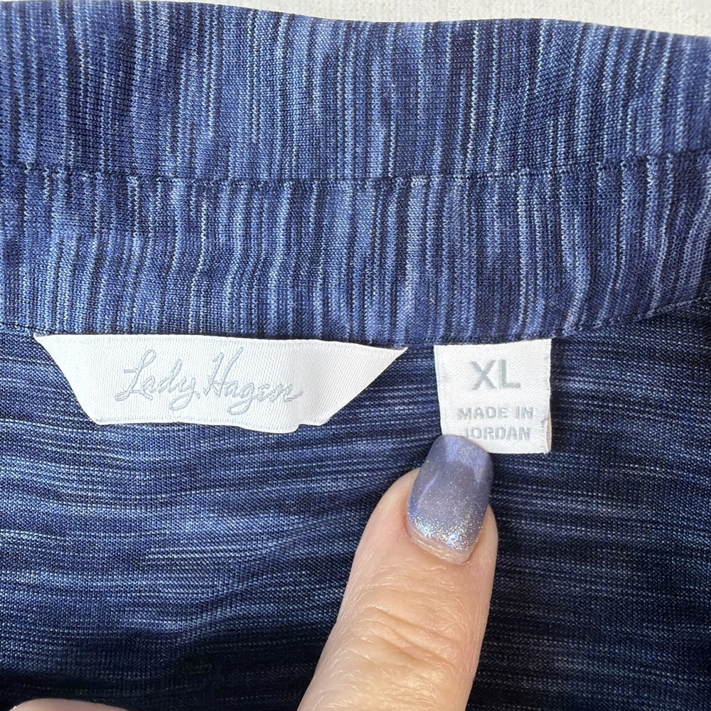 Lady Hagen Women's Golf Polo Shirt XL Blue Space Dye Performance Stretch - Picture 3 of 7